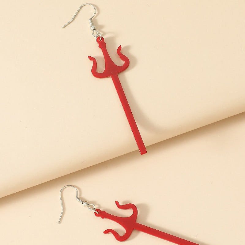 Wholesale Acrylic Trident Halloween Retro Gothic Geometric Earrings  OLY-ES-ChenJ001